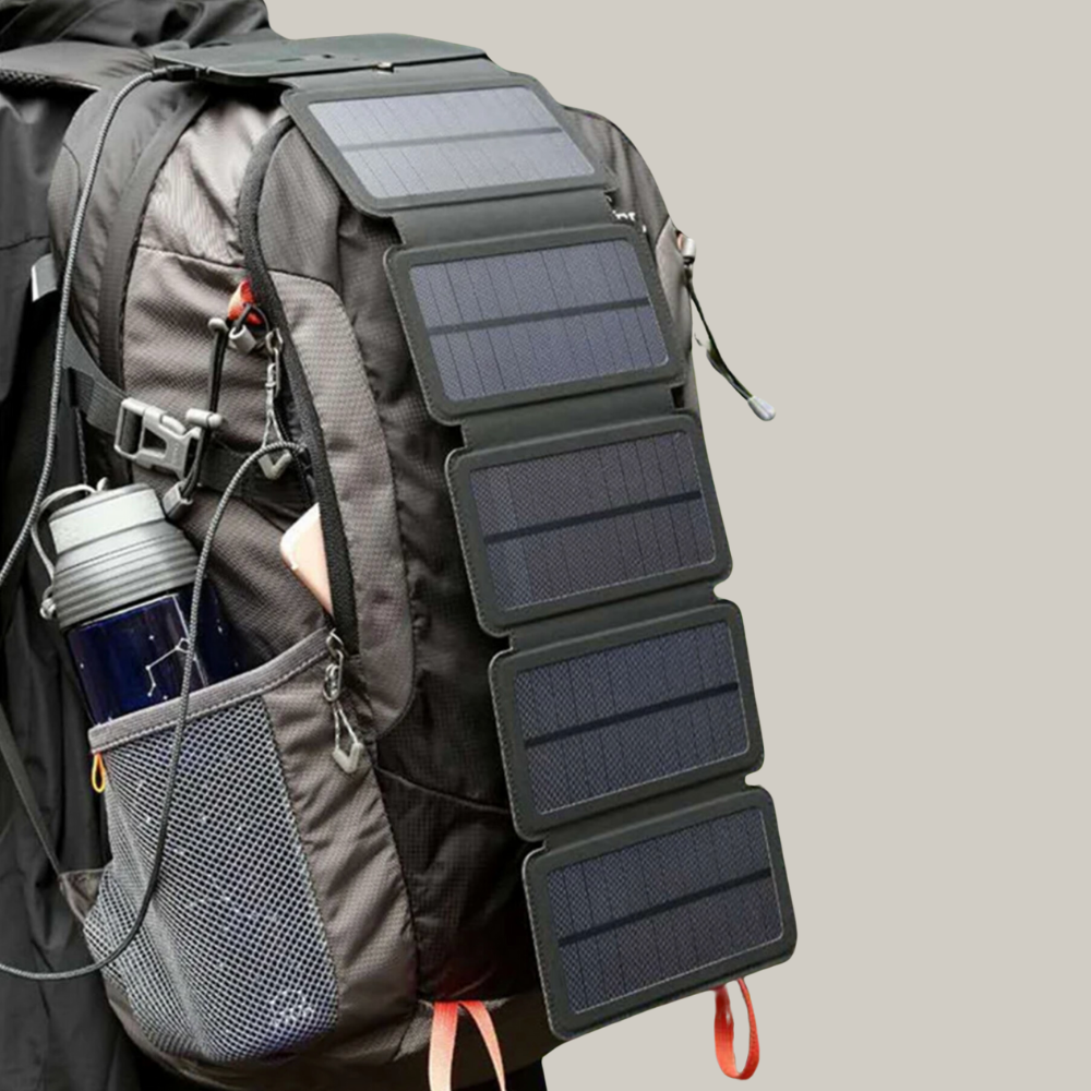 Portable solar panel Solar power bank charger Backpacker Life
