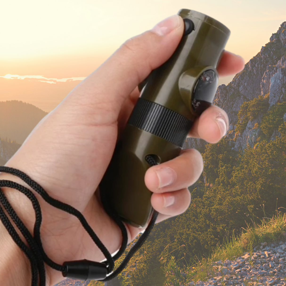 Multifunction Survival Whistle (Compass - Lamp - Magnifying Glass - Thermometer)